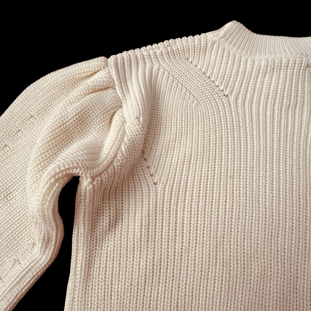 Anthropologie English Factory Women’s Ivory Ribbed Preppy Puff Sleeve Sweater XS - Picture 12 of 16